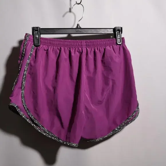 Nike Dri-Fit Purple Shorts Running Lined Black Hem Side Vents Womens L 80s Vibe - Picture 2 of 7